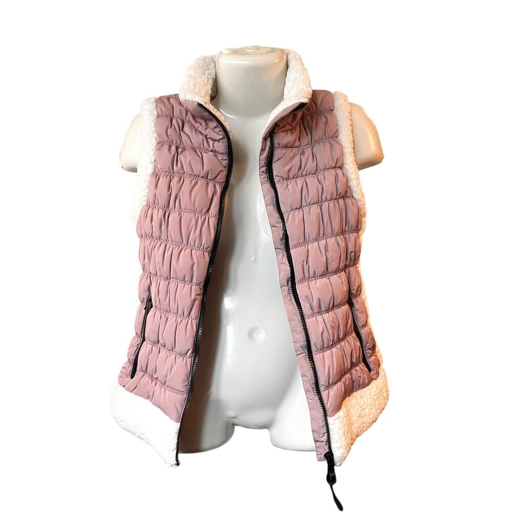 Calvin Klein Performance Women's Mauve Pink Faux Fur Trim Full Zip Pockets SZ M - Picture 3 of 8